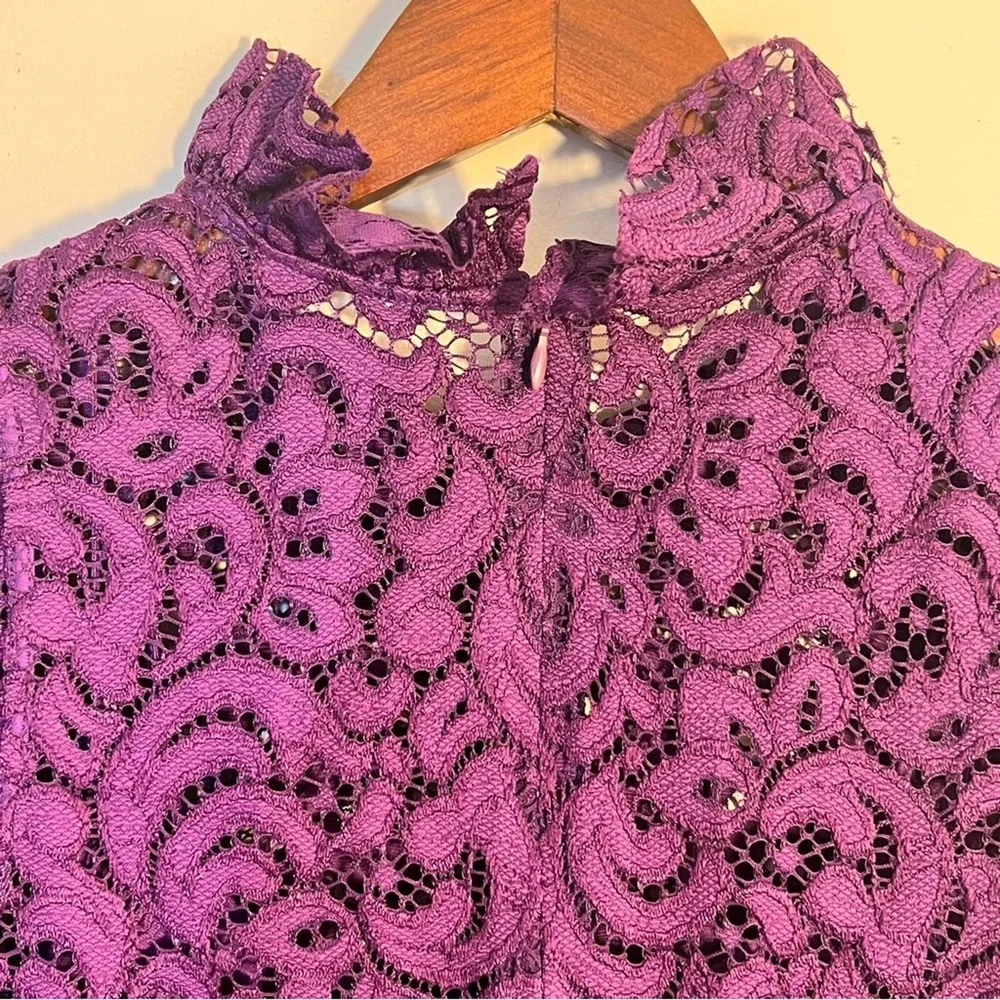 NWT ALEXIA ADMOR Purple Lace Dress Cap Sleeve Above Knee Party Cocktail Women's - Picture 10 of 11